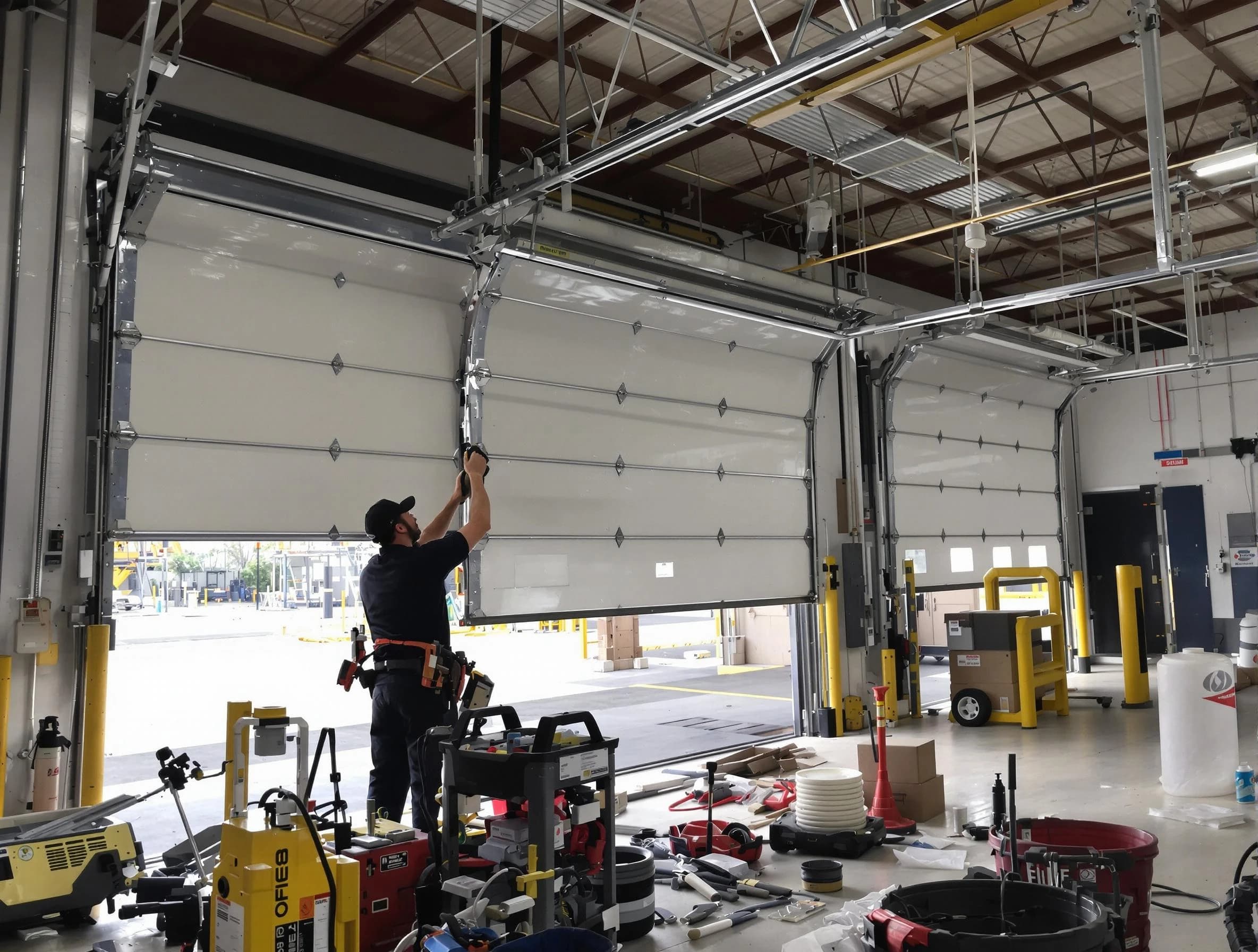 Wellesley Garage Door Repair technician performing commercial garage door repair in Wellesley
