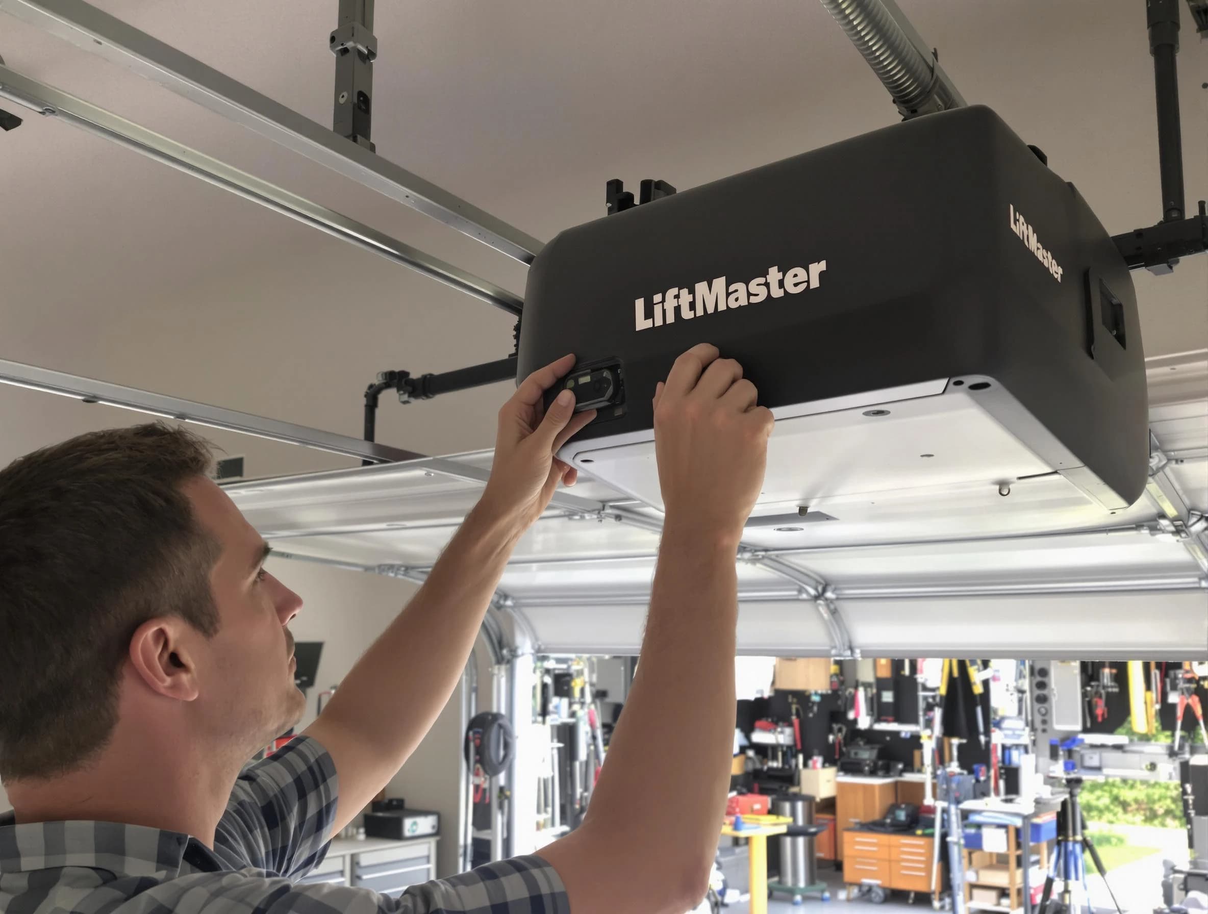 Wellesley Garage Door Repair technician repairing garage door opener in Wellesley